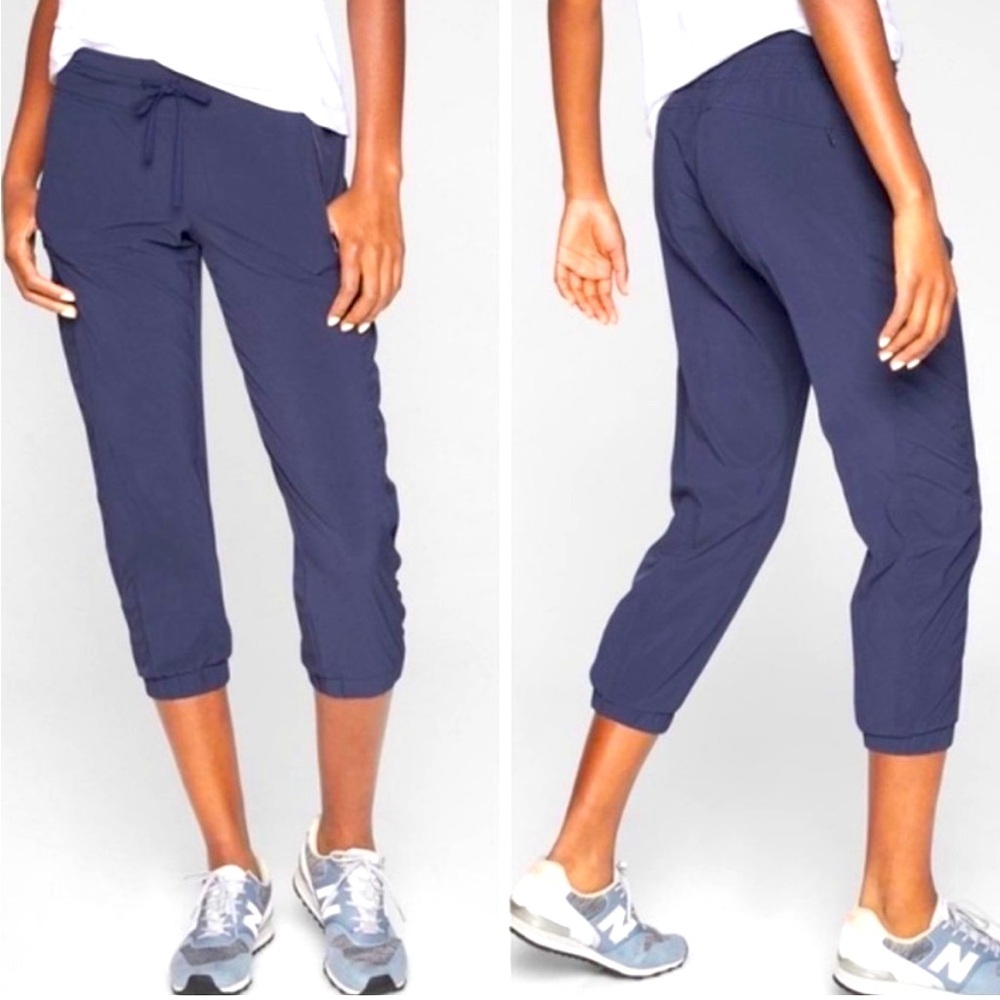 Athleta Navy Blue Cropped Drawstring Capris